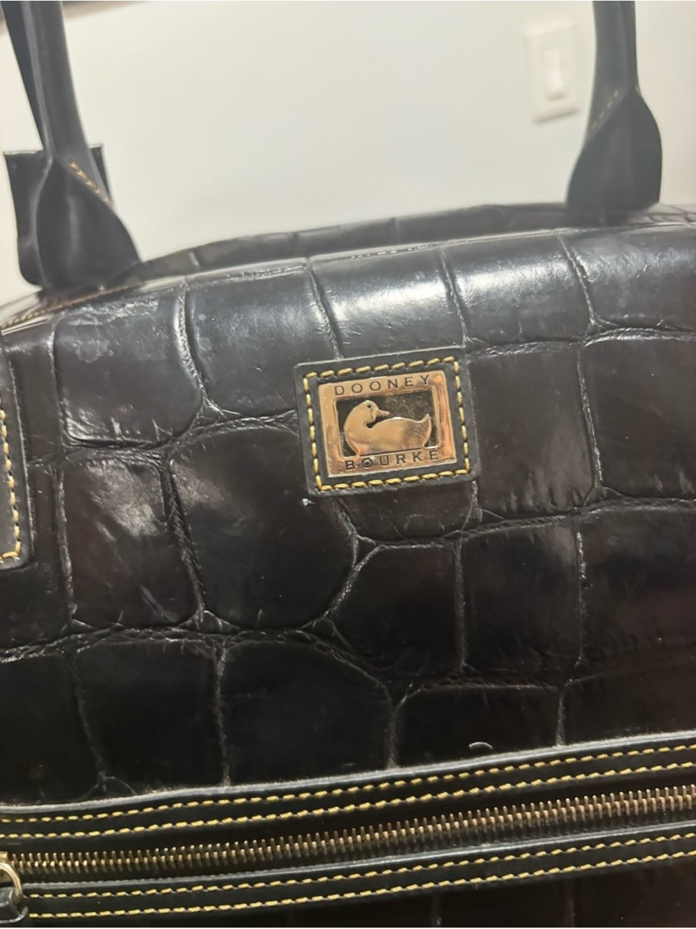 Dooney & Bourke Black and red Croc-Embossed weekender duffle Bag - Picture 2 of 14